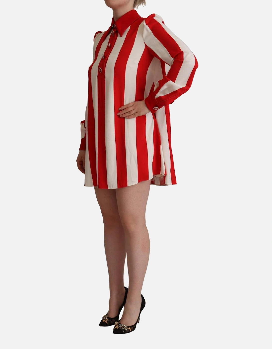 Dolce Gabbana Mini Dress Red White Stripes Women Dresses