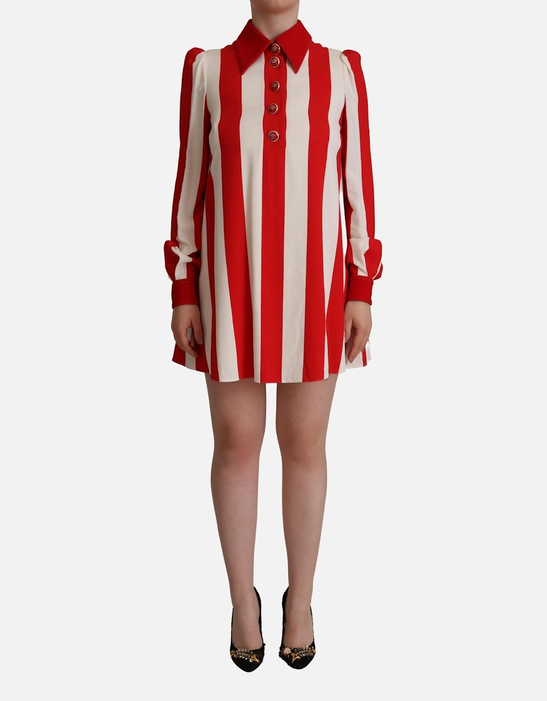 Dolce Gabbana Mini Dress Red White Stripes Women Dresses, 4 of 3