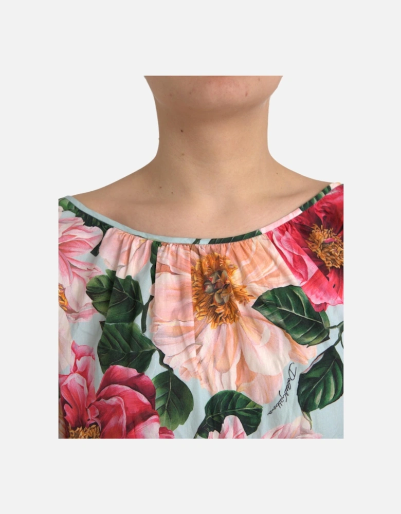 Floral A-Line Pleated Cotton Dress with Logo Details Women -