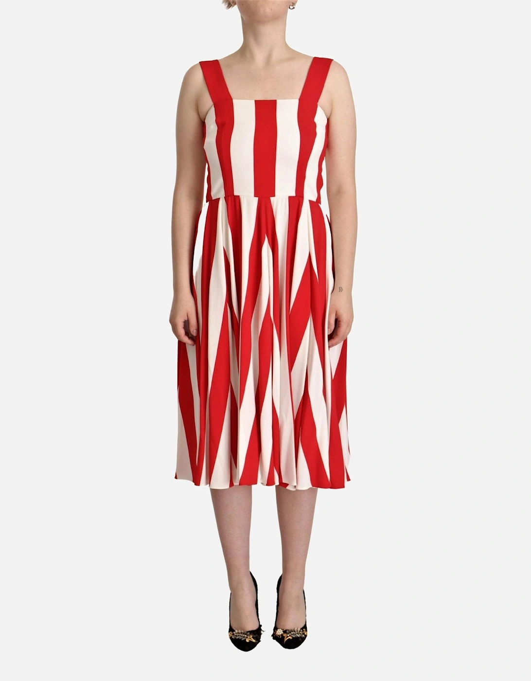 Dolce Gabbana Red White Striped Aline Dress Women Dresses, 6 of 5