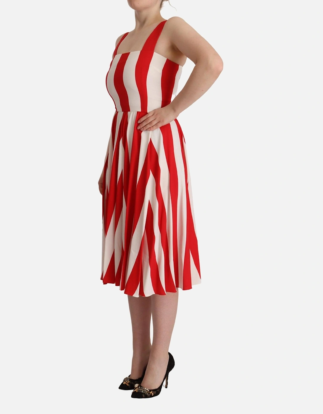 Dolce Gabbana Red White Striped Aline Dress Women Dresses