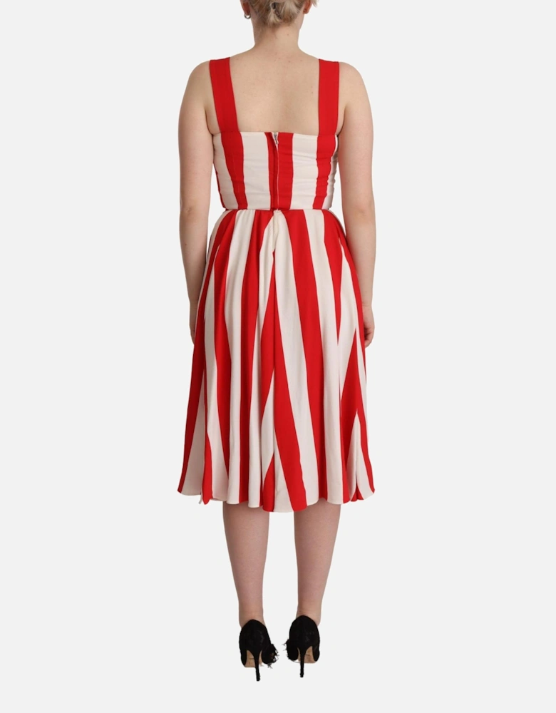 Dolce Gabbana Red White Striped Aline Dress Women Dresses