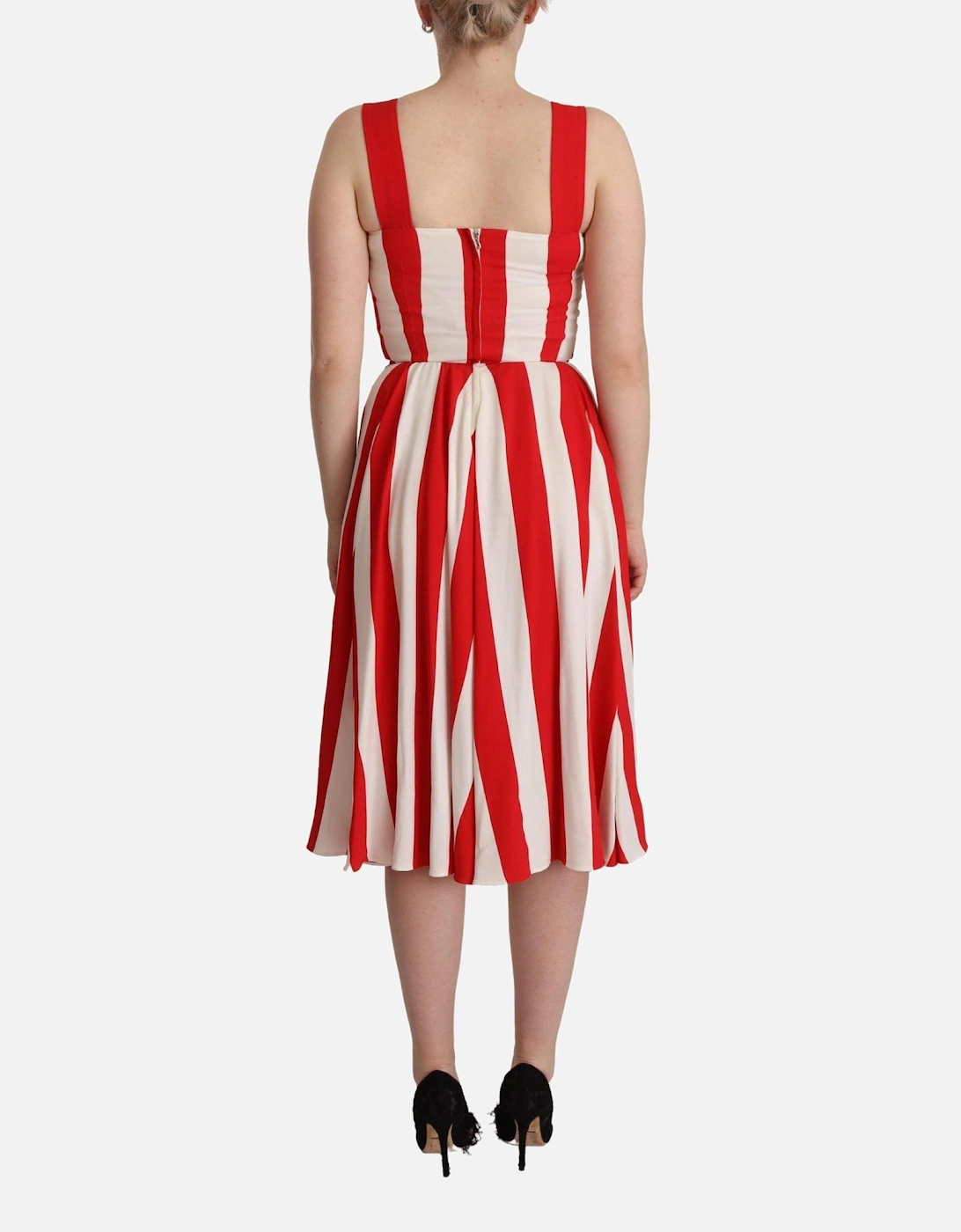 Dolce Gabbana Red White Striped Aline Dress Women Dresses