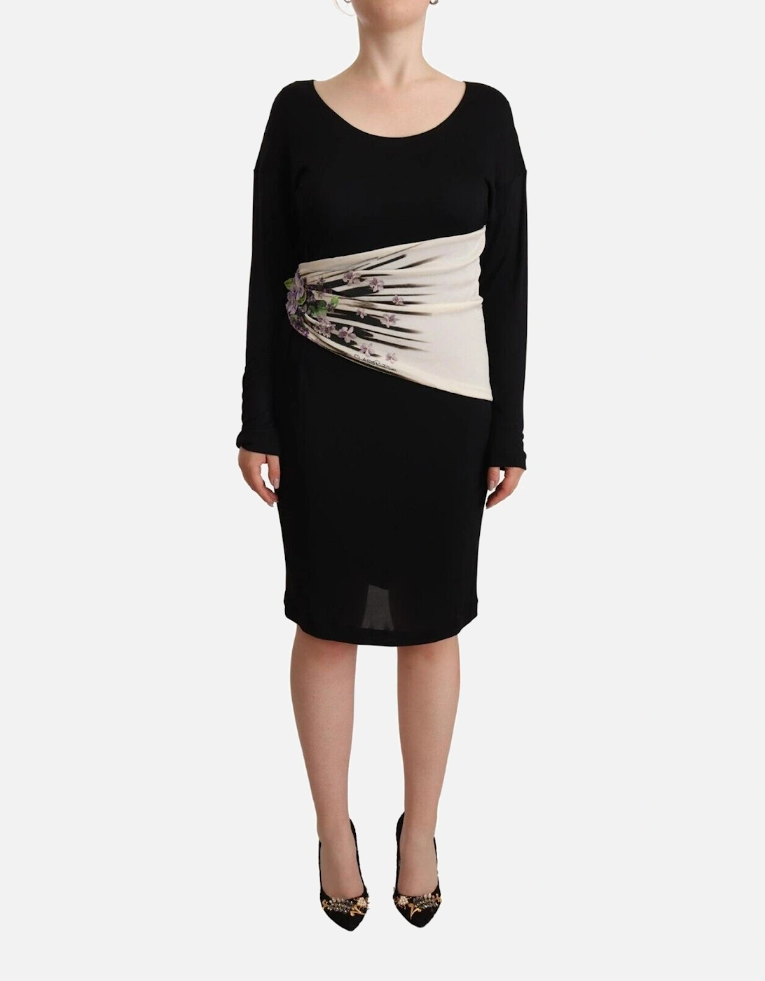 FloralPrint Jersey Dress Long Sleeve Mini Dress Women - Black | Silver, 5 of 4