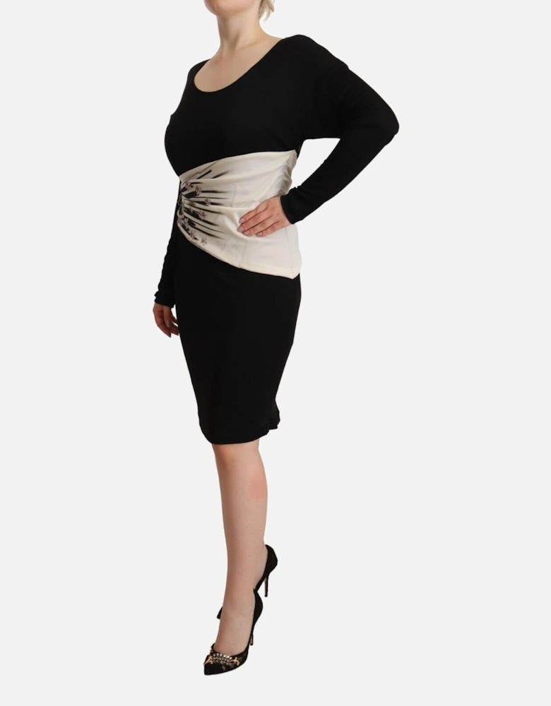 FloralPrint Jersey Dress Long Sleeve Mini Dress Women - Black | Silver