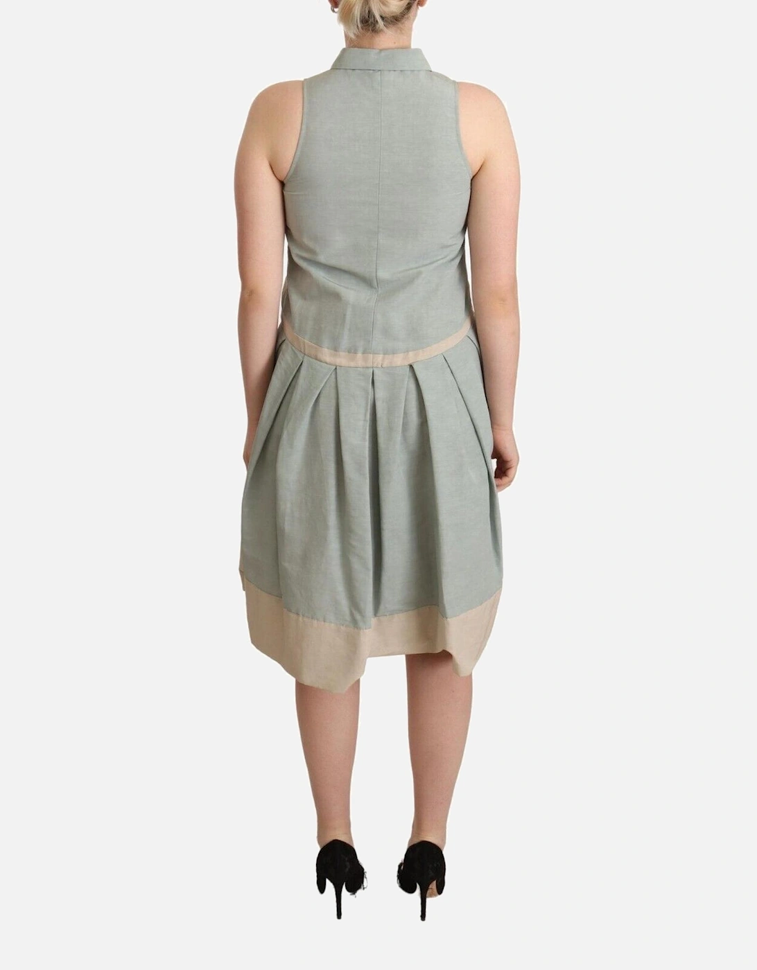 Sleeveless Collared Linen Blend Sheath Dress Women - Multicolor