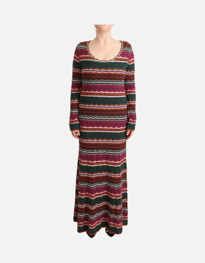 Knit Maxi Dress Long Sleeve Women - Multicolor Dresses