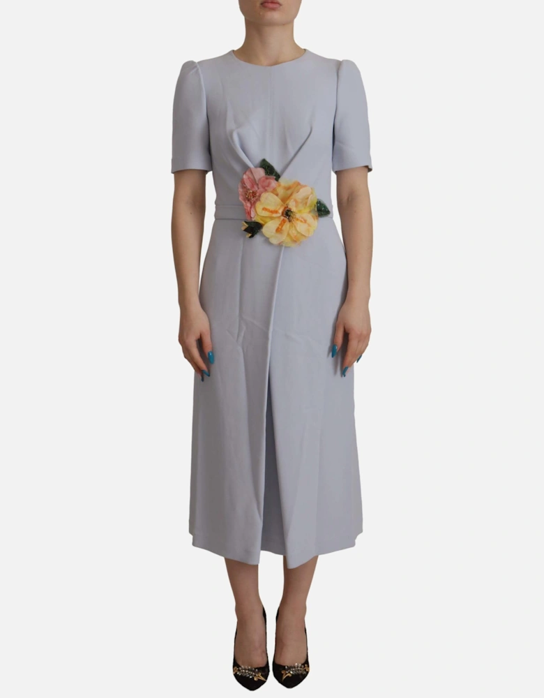 Dolce Gabbana Floral Embellished Midi Dress Women - Blue Dresses