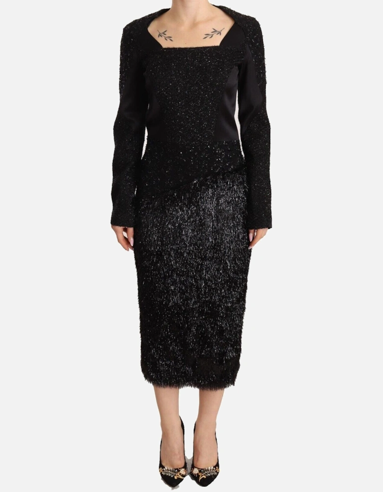 Authentic Sheath Midi Dress with Embellishment Women - Black Dresses