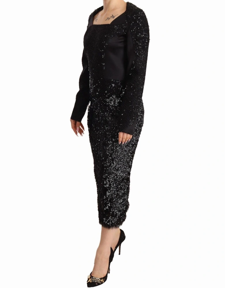 Authentic Sheath Midi Dress with Embellishment Women - Black Dresses