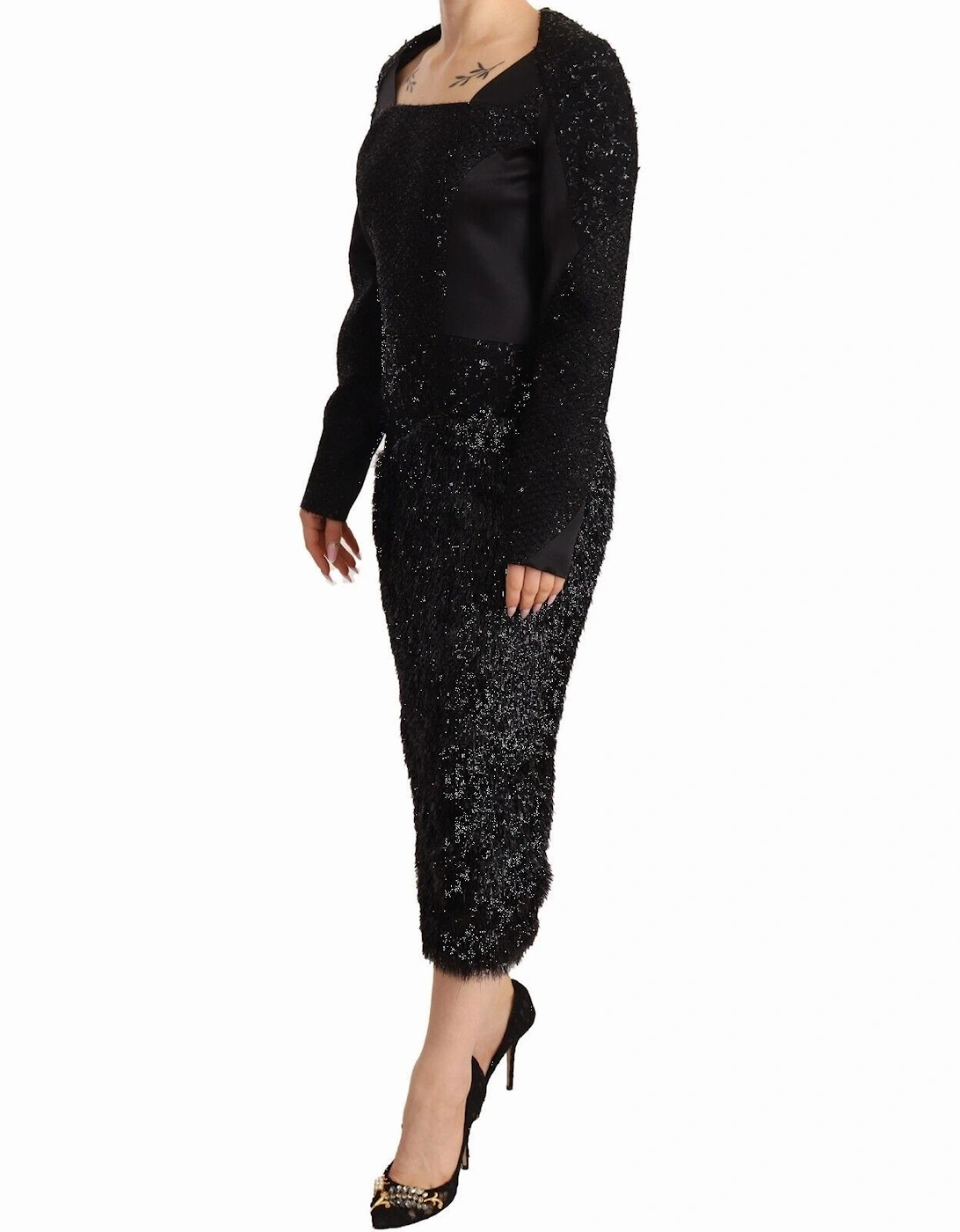 Authentic Sheath Midi Dress with Embellishment Women - Black Dresses