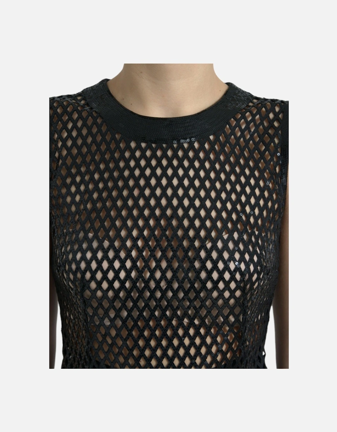 Embellished Mesh Bodice Evening Dress with Tulle Hem Women - Black