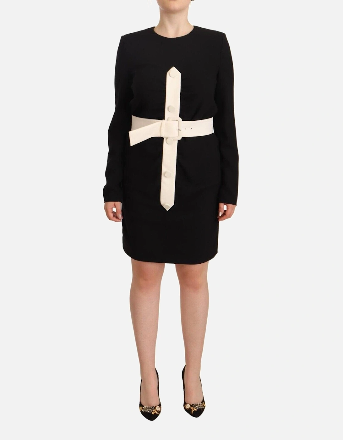 Mini Dress Long Sleeves Wool Women - Black Dresses, 5 of 4