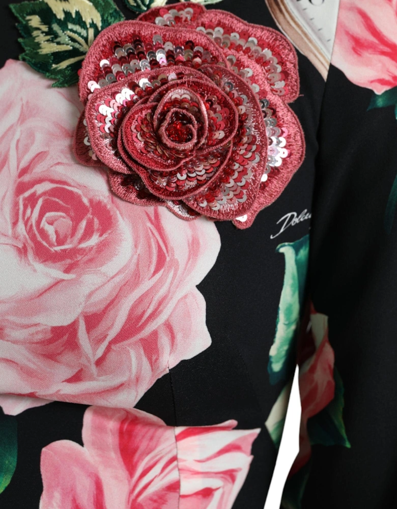 Rose Pocket Watch Dress ALine Mini Dress Women - Black Dresses