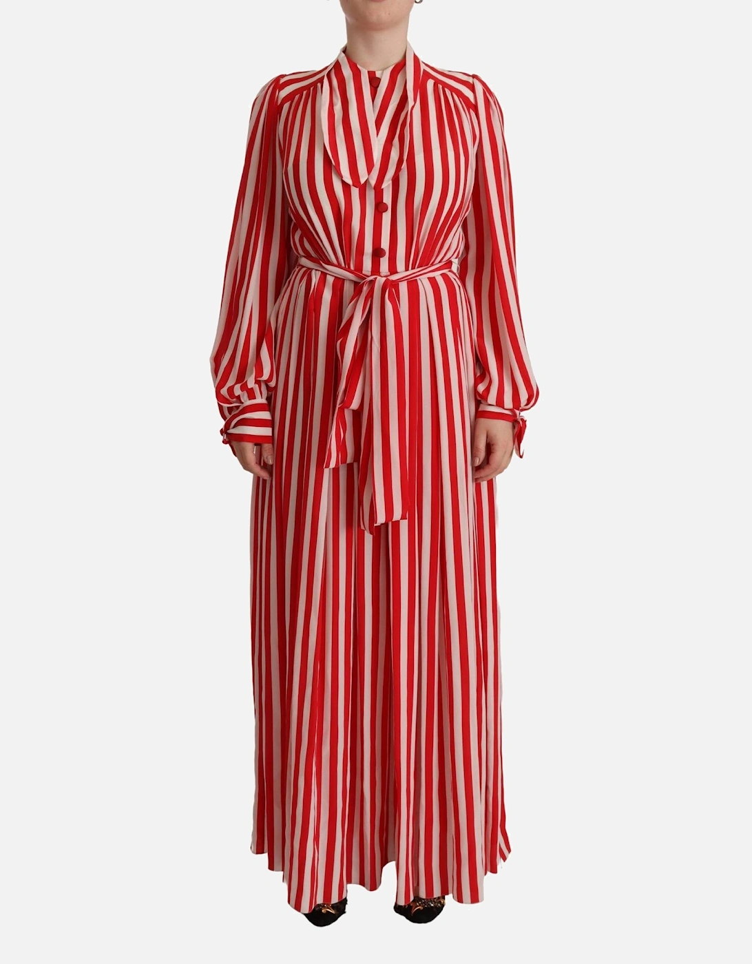 Dolce Gabbana Maxi Dress Red White Stripes Women Dresses, 5 of 4