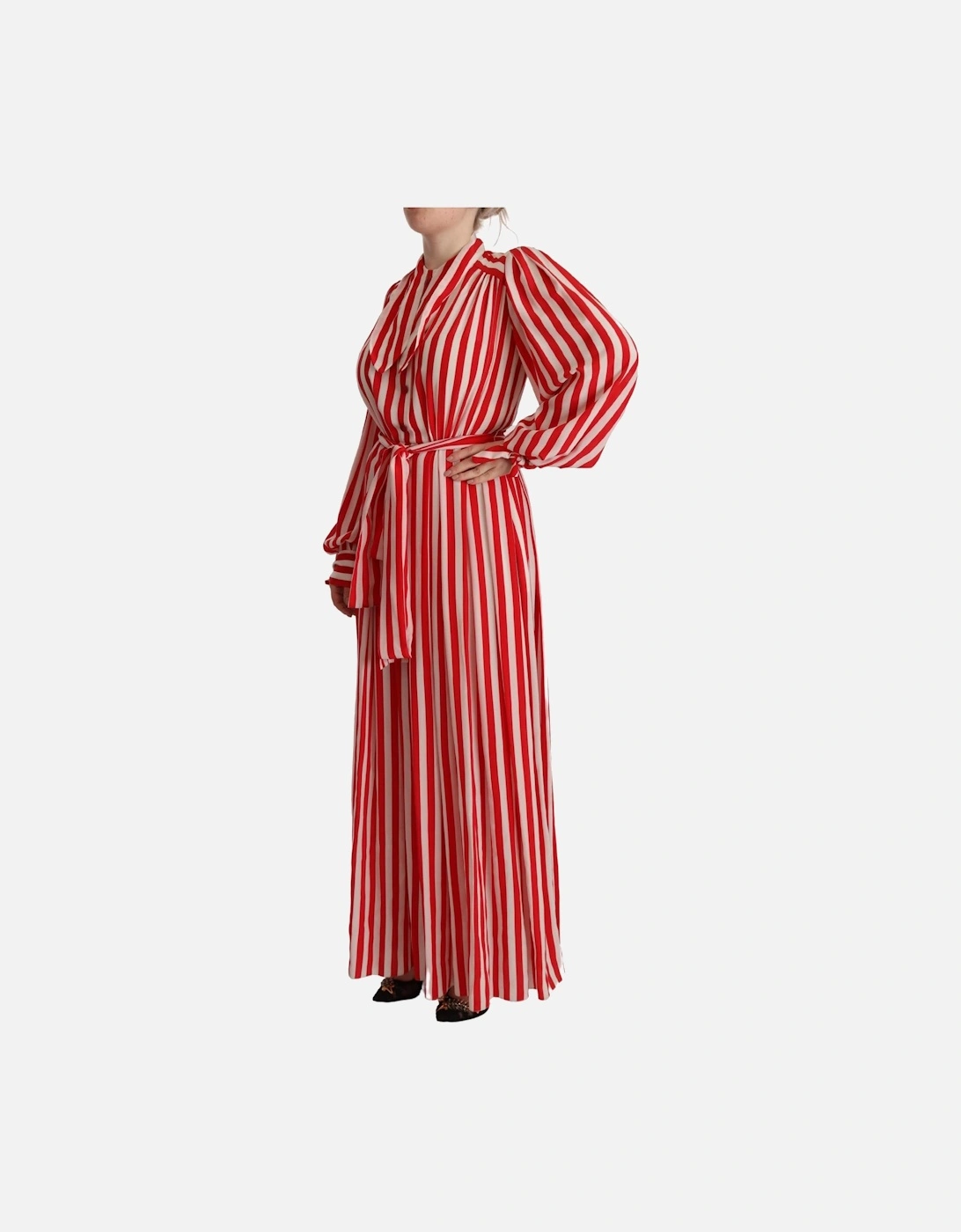 Dolce Gabbana Maxi Dress Red White Stripes Women Dresses