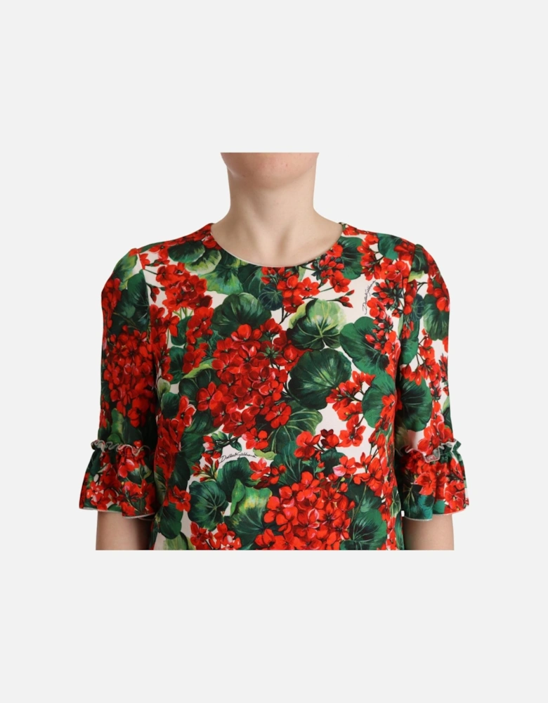 Floral Print Mini Dress Ruffled Hem Women - Multicolor Dresses
