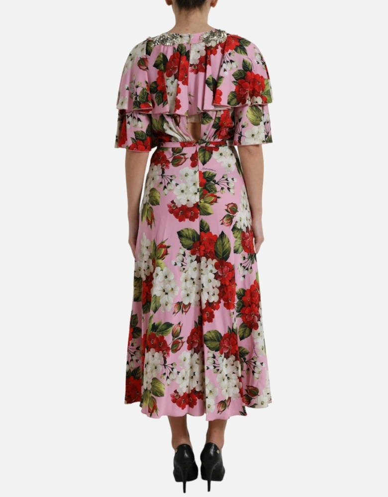 Floral Silk Dress Model MidLength Women - Multicolor Dresses