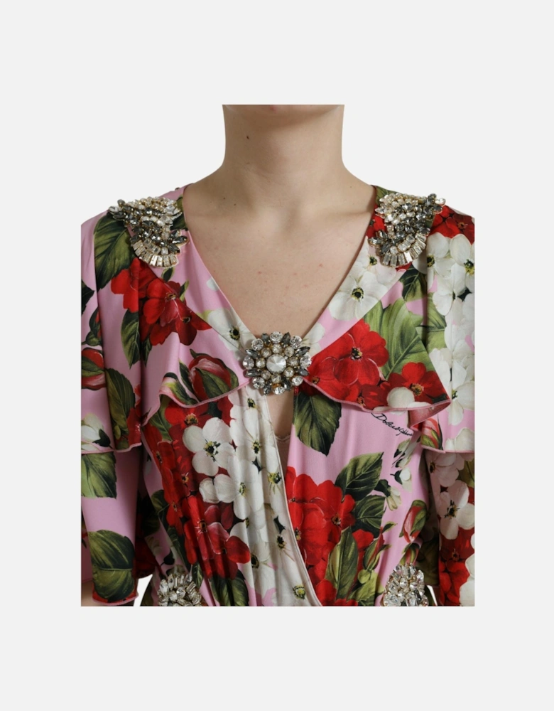 Floral Silk Dress Model MidLength Women - Multicolor Dresses