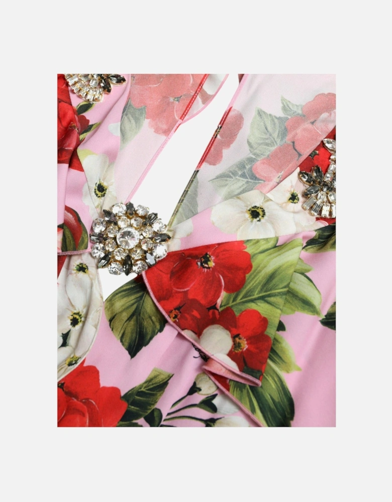 Floral Silk Dress Model MidLength Women - Multicolor Dresses