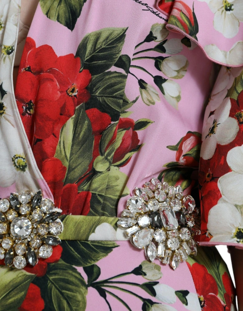 Floral Silk Dress Model MidLength Women - Multicolor Dresses