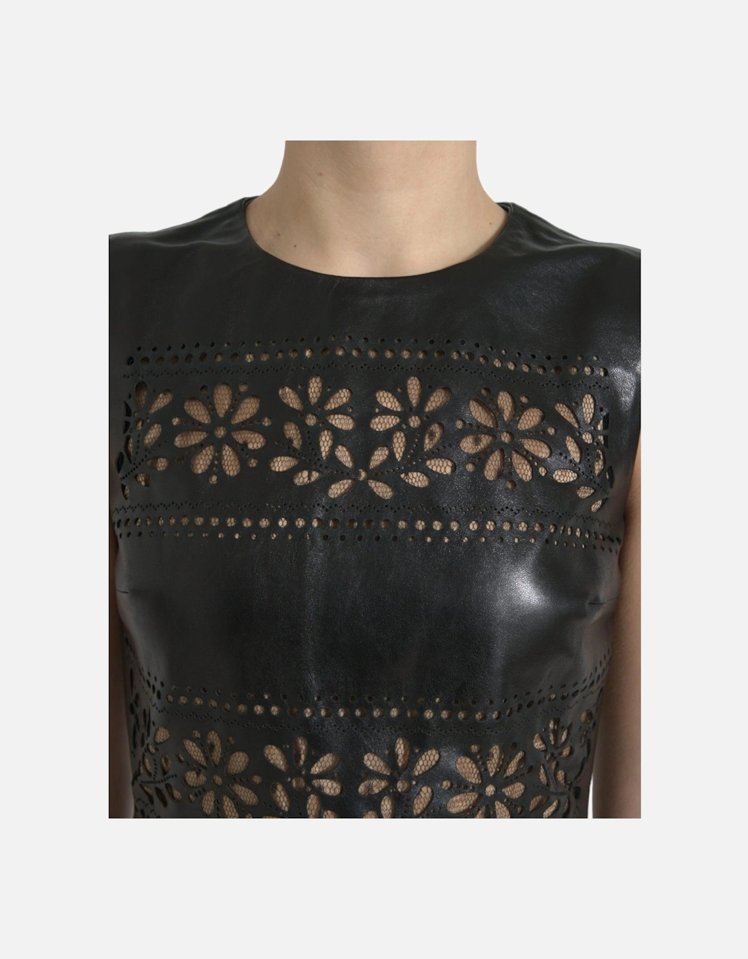 Black A-Line Mini Dress with Logo Details and Zip Closure. Women