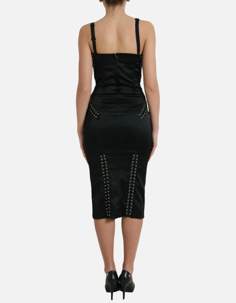 Pencil Corset Dress Sleeveless Silk Dress Women - Black Dresses
