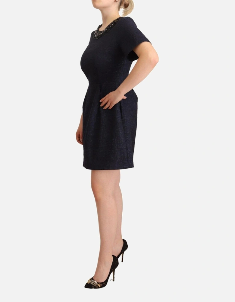 Embellished Neck Mini Dress Women - Black Dresses