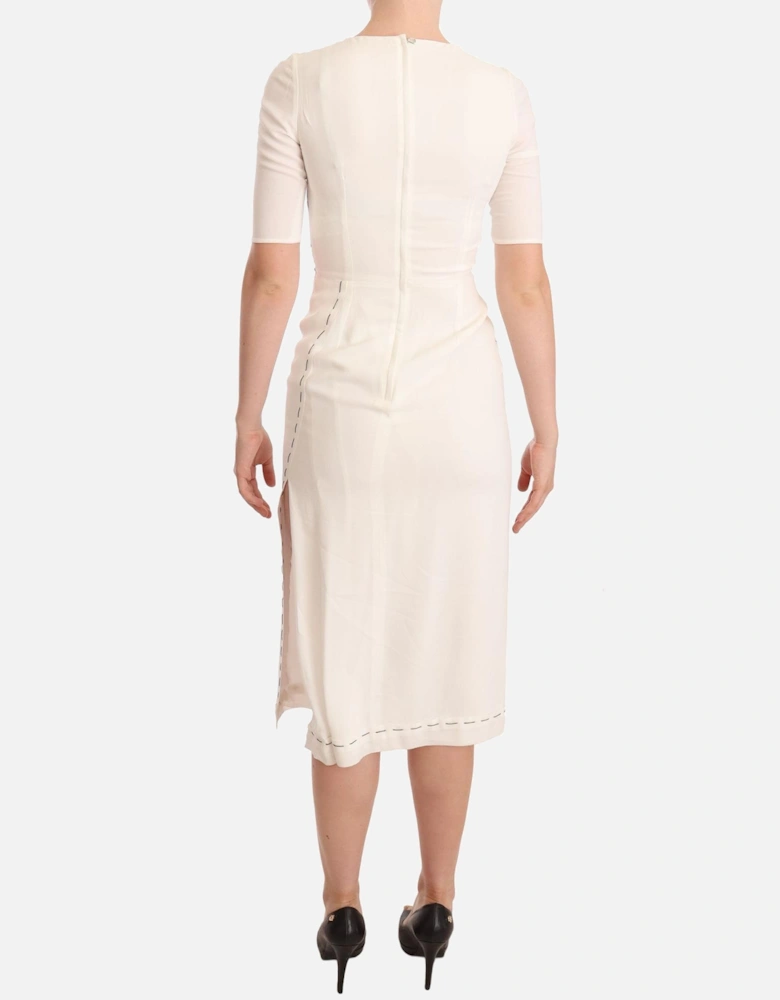 Floral Print Midi Dress Half Sleeves Women - White Dresses