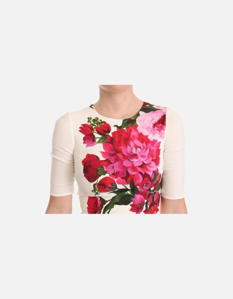 Floral Print Midi Dress Half Sleeves Women - White Dresses