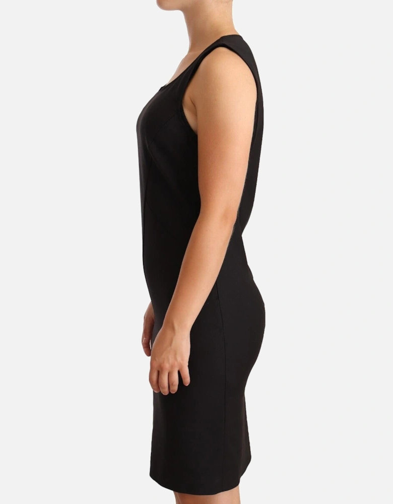 Sleeveless Knee Length Sheath Dress Women - Black Dresses