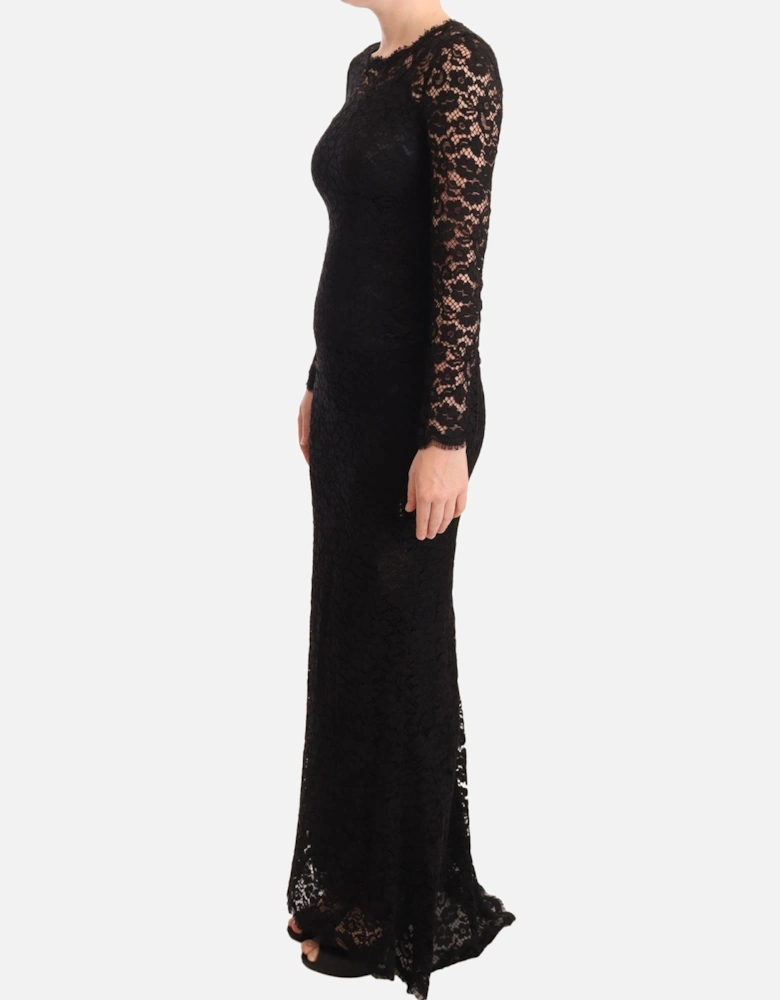 Lace Maxi Dress Floral Lace Evening Gown Women - Black Dresses