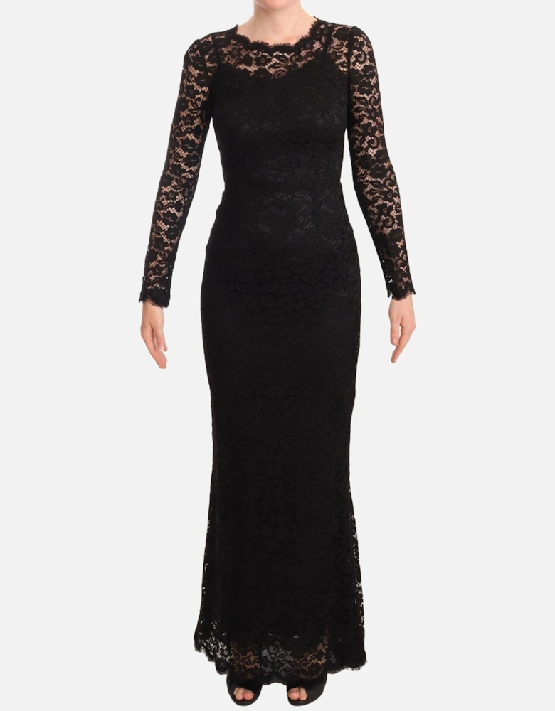 Lace Maxi Dress Floral Lace Evening Gown Women - Black Dresses