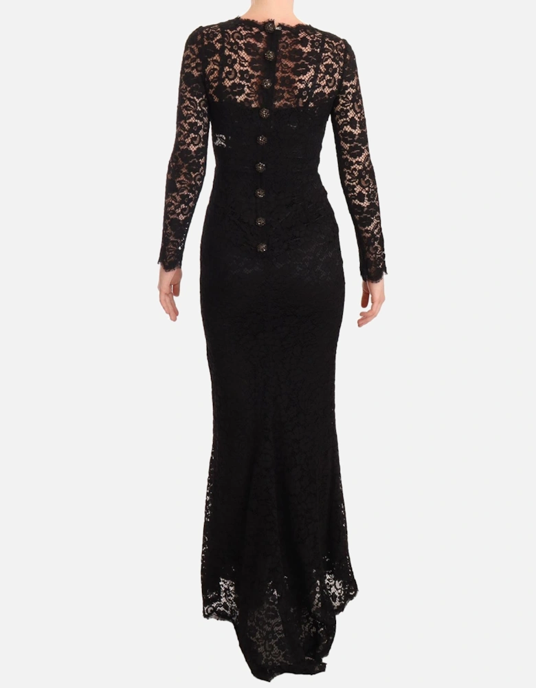 Lace Maxi Dress Floral Lace Evening Gown Women - Black Dresses