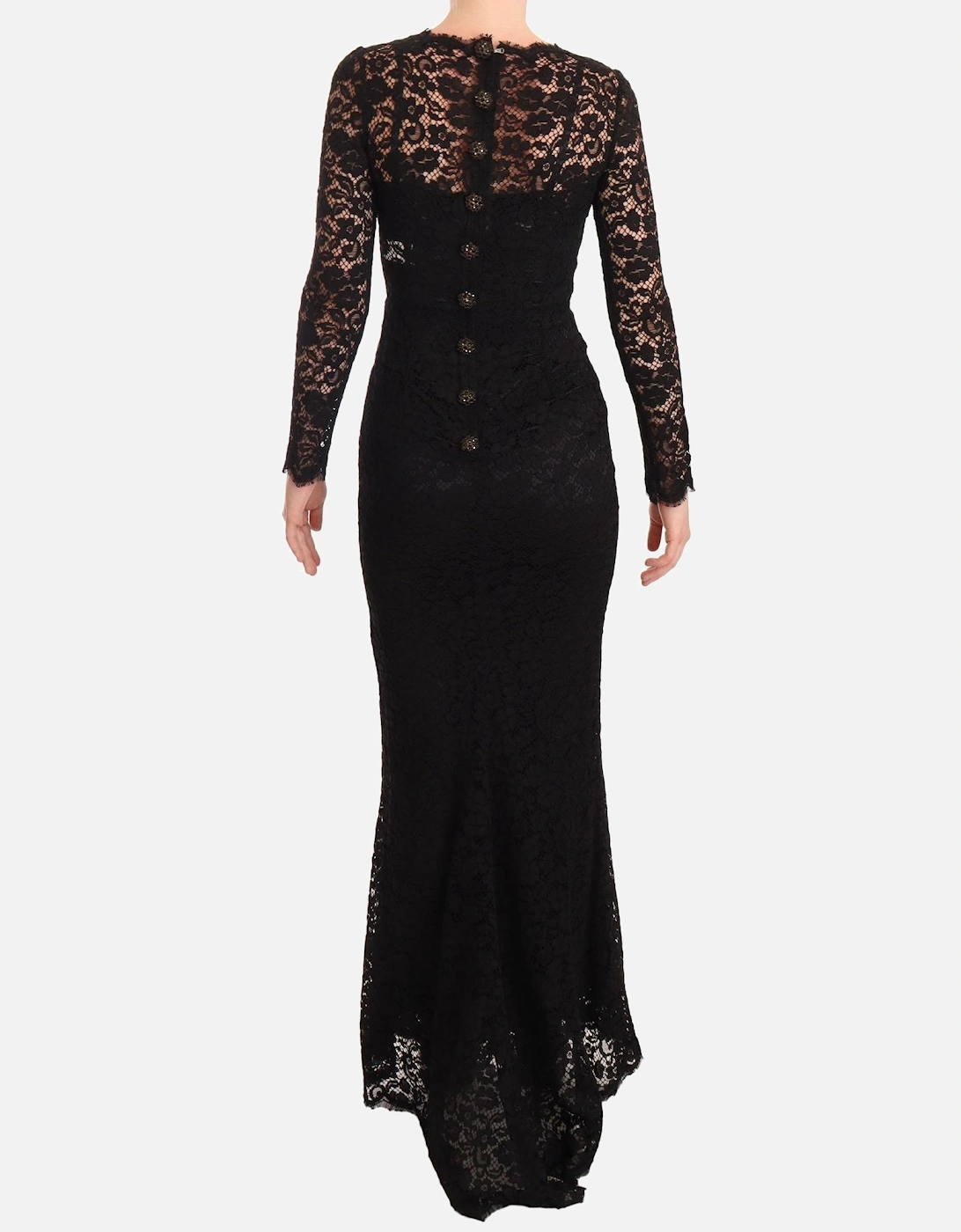 Lace Maxi Dress Floral Lace Evening Gown Women - Black Dresses