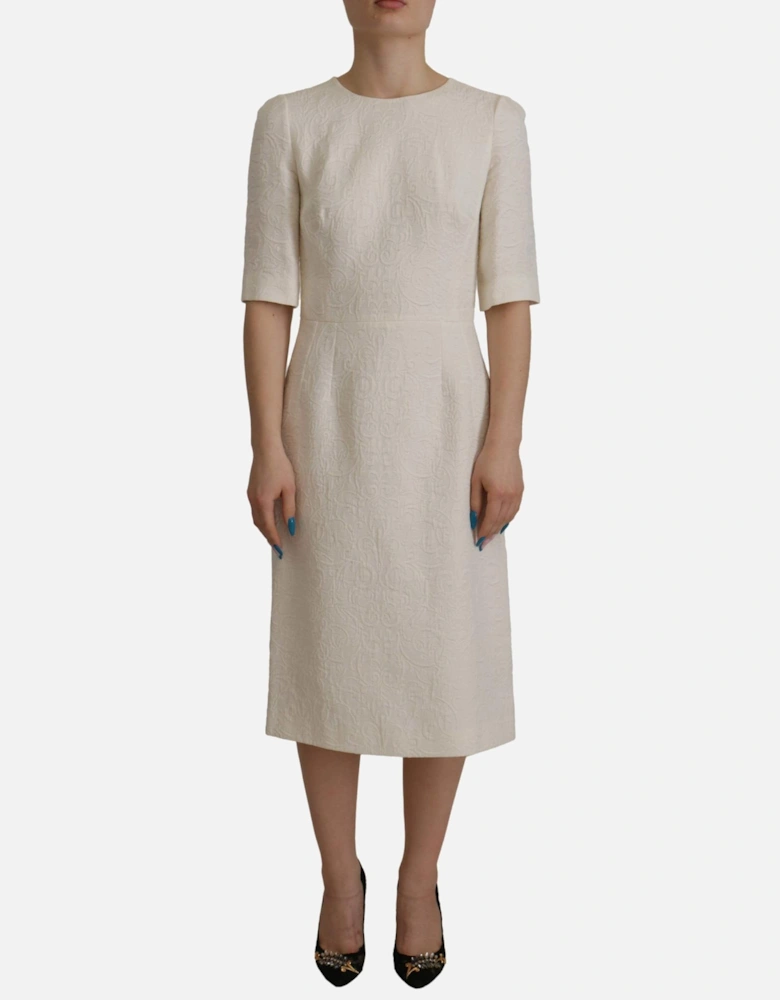 Floral Sheath Dress Half Sleeves Women - White Dresses
