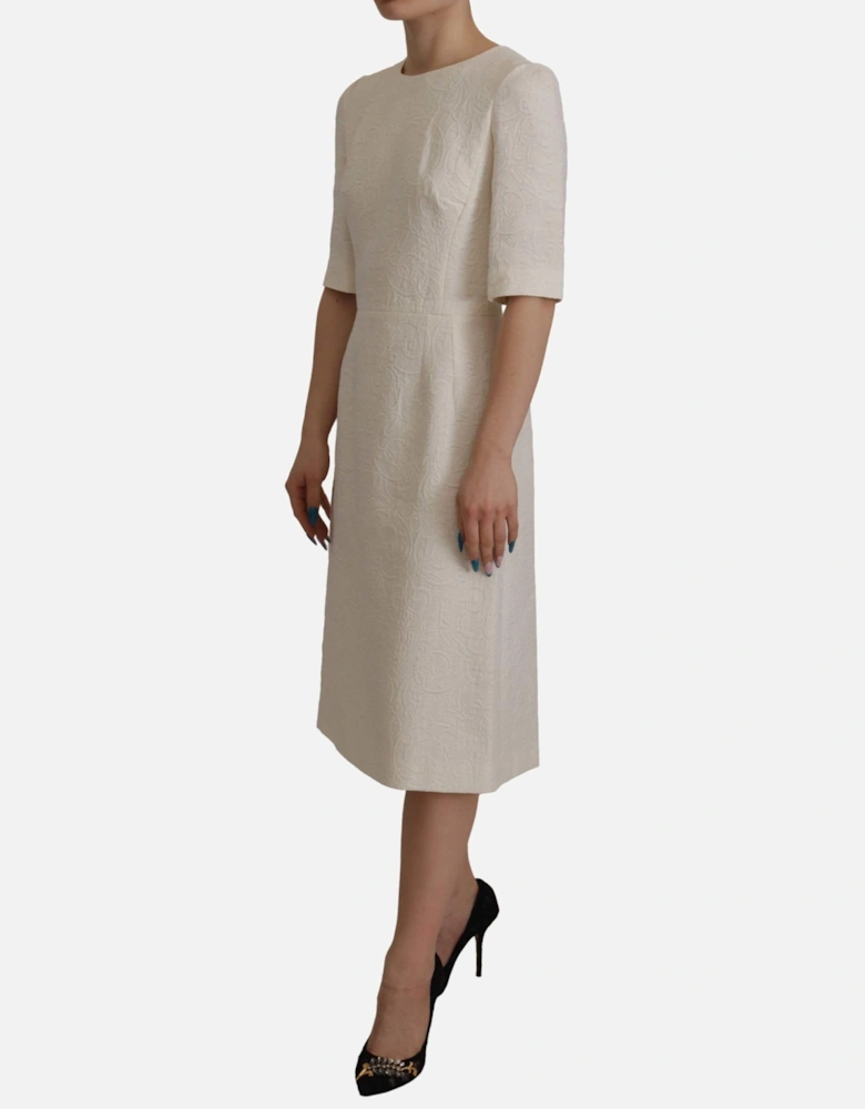 Floral Sheath Dress Half Sleeves Women - White Dresses