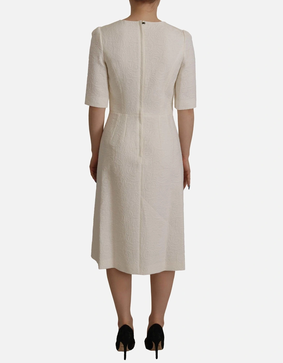 Floral Sheath Dress Half Sleeves Women - White Dresses