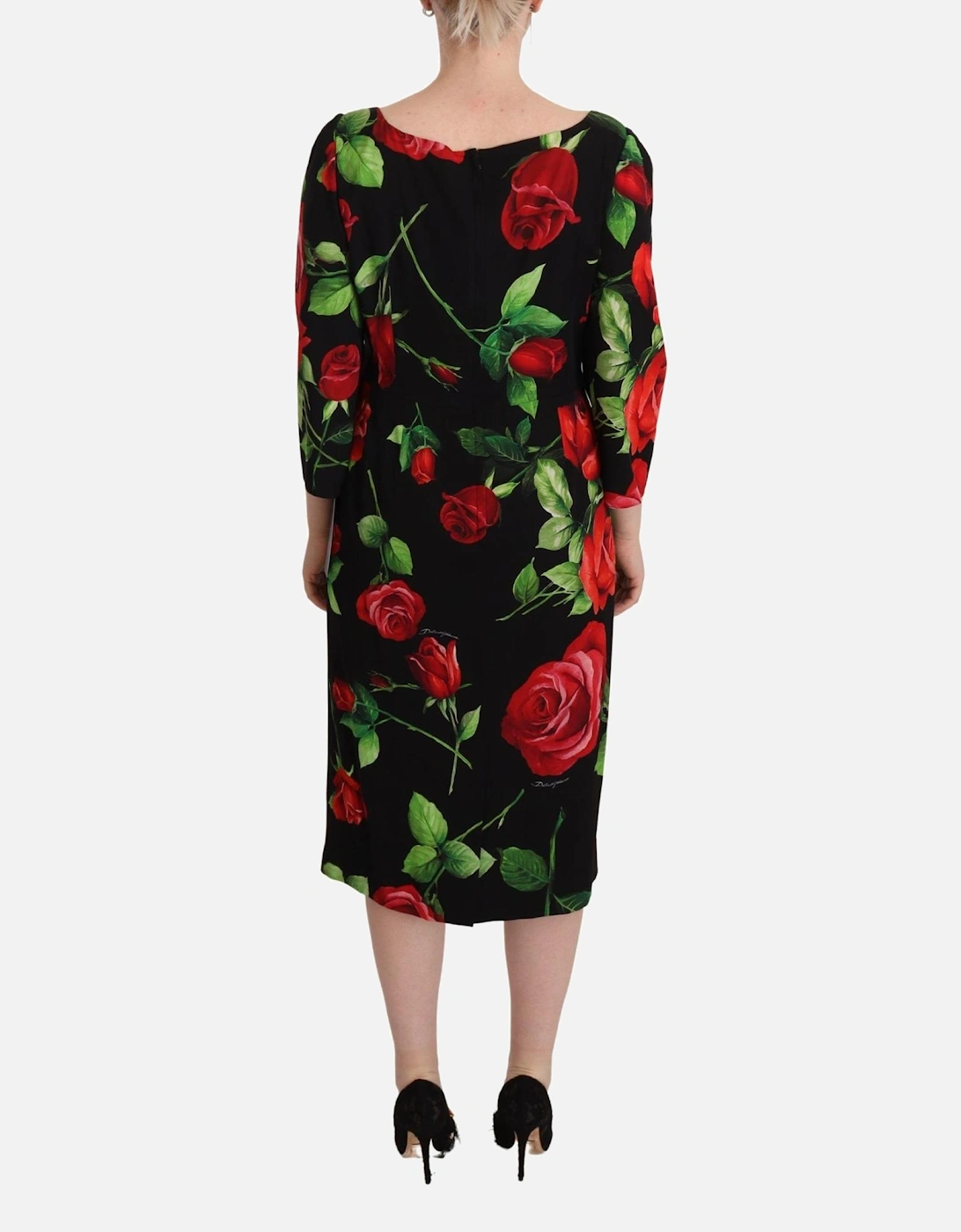 Dolce Gabbana FloralPrint Silk Dress Women - Black Dresses
