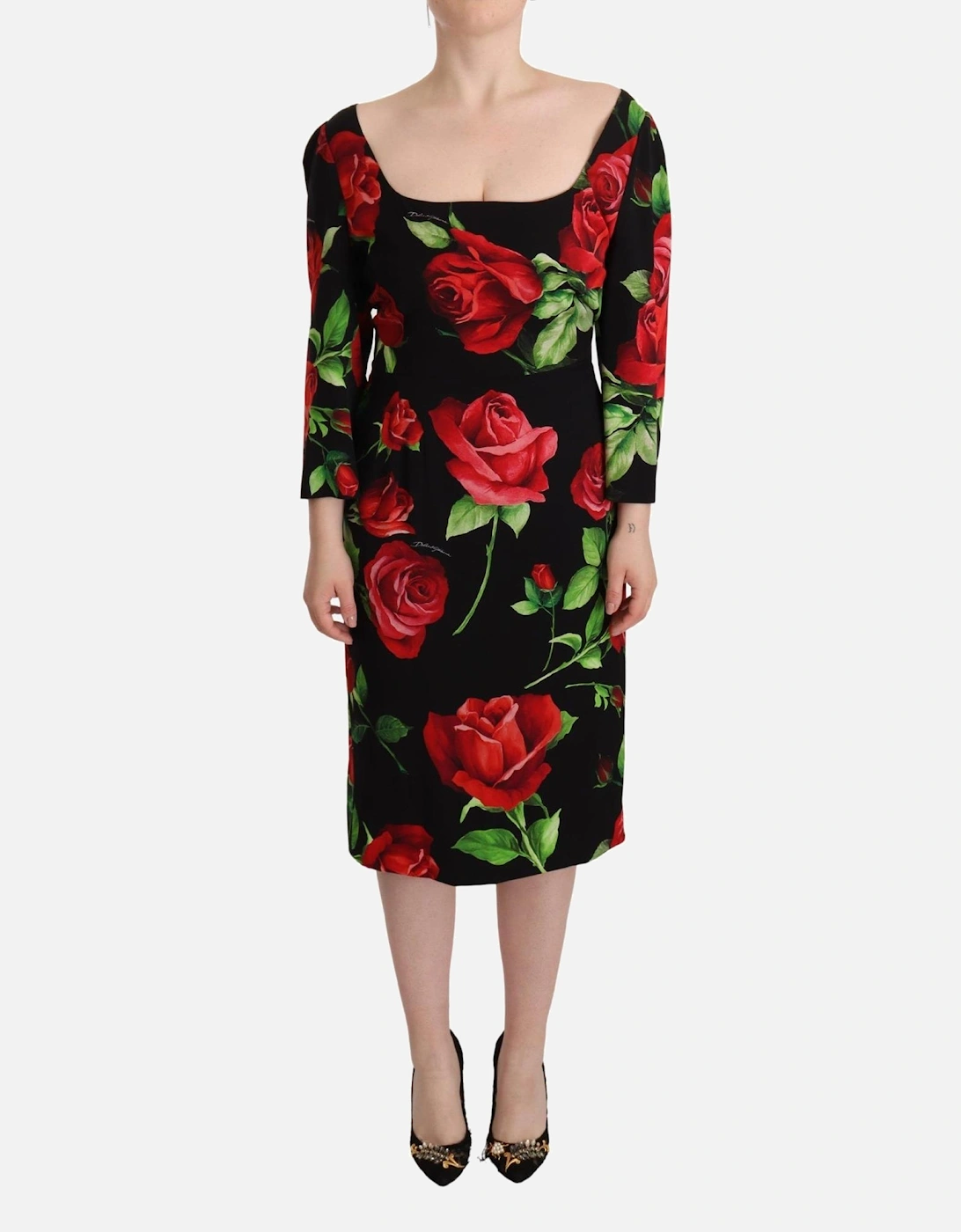 Dolce Gabbana FloralPrint Silk Dress Women - Black Dresses, 5 of 4