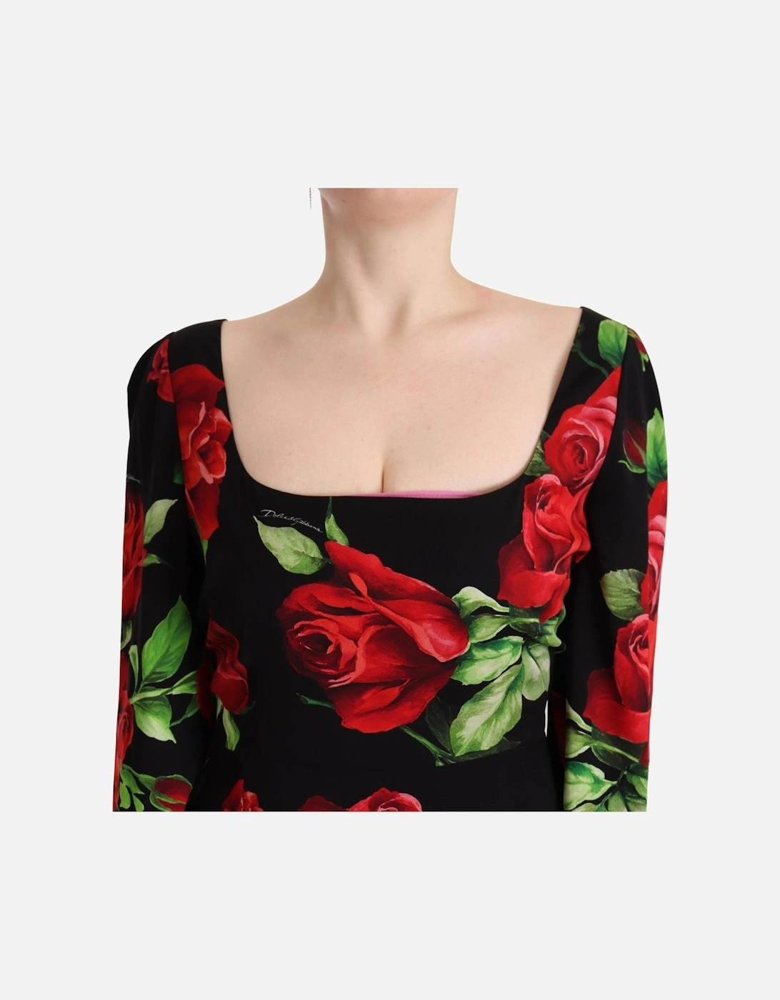 Dolce Gabbana FloralPrint Silk Dress Women - Black Dresses