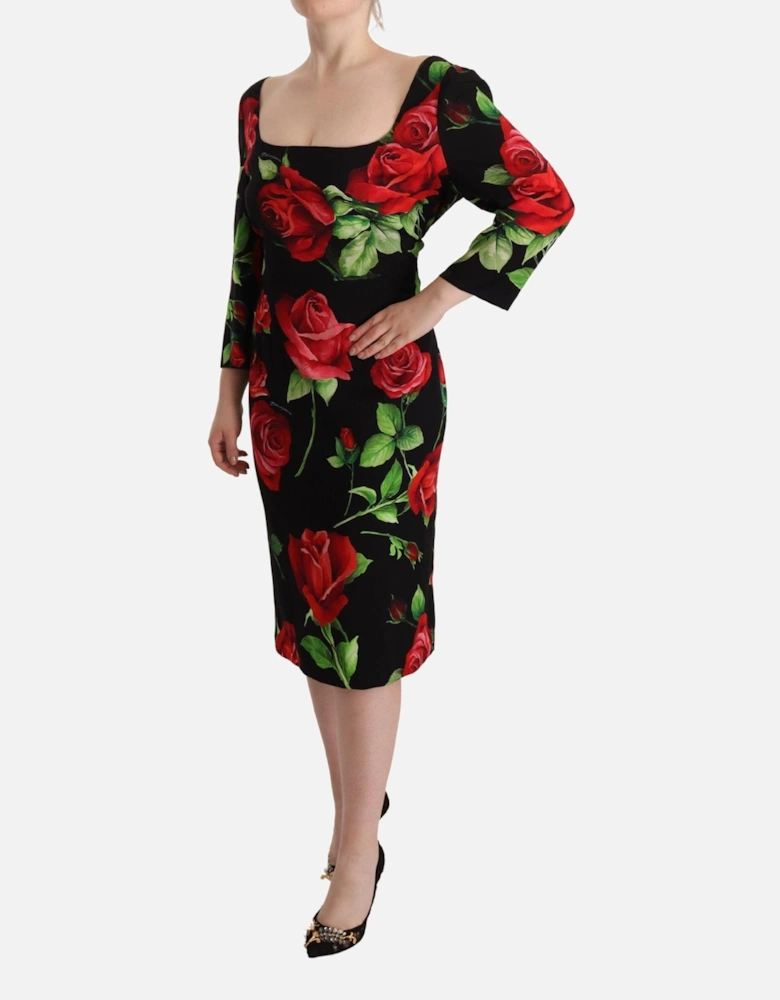 Dolce Gabbana FloralPrint Silk Dress Women - Black Dresses