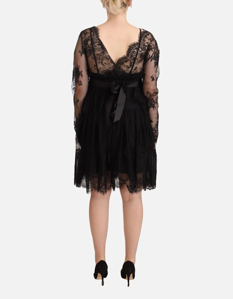 Lace Dress Long Sleeves VNeck Women - Black Dresses