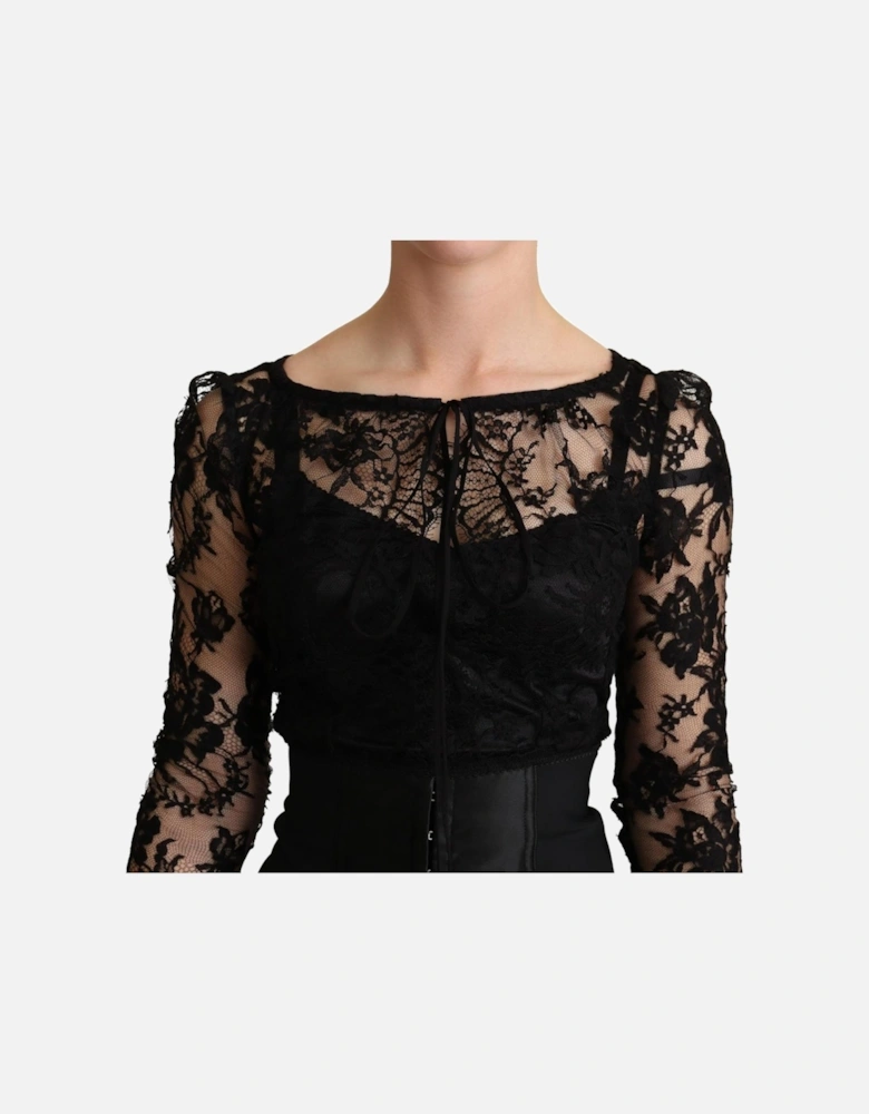 Lace Long Sleeve Corset Mini Dress Women - Black Dresses