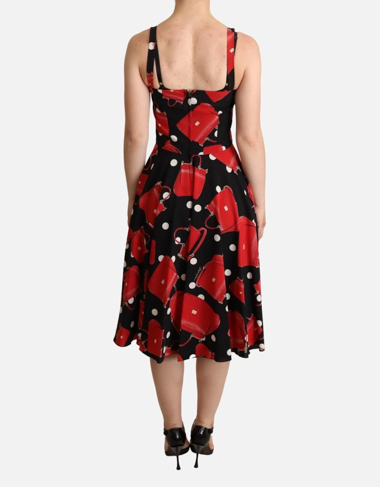 Polka Dot Handbag Print Dress Women - Black Dresses