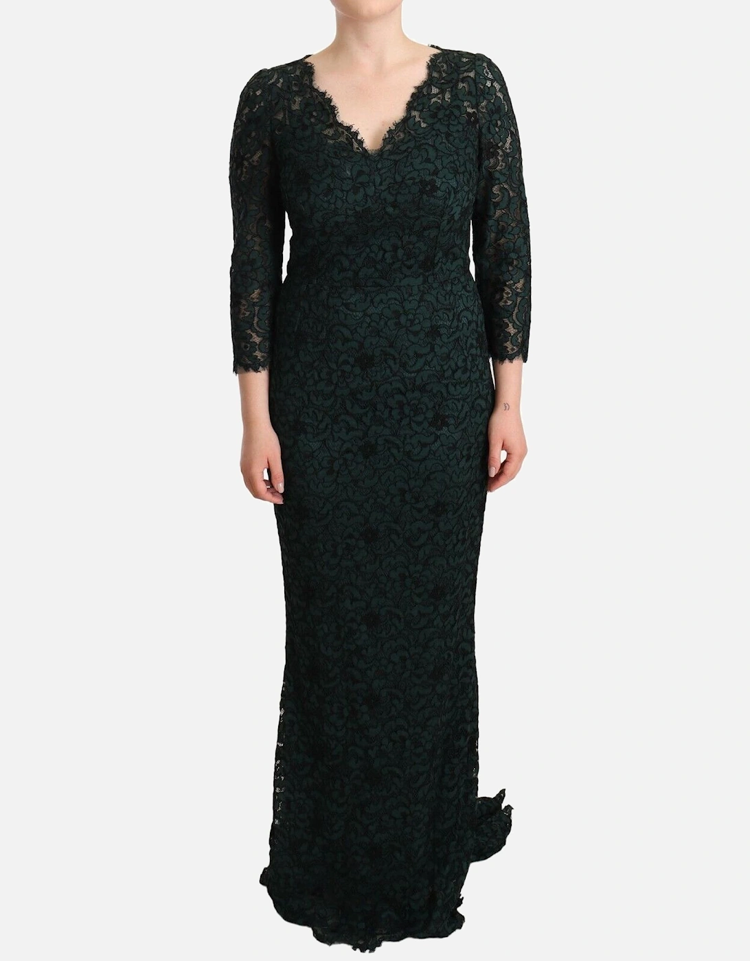 Lace Dress Long Sleeve VNeck Women - Green Dresses, 5 of 4