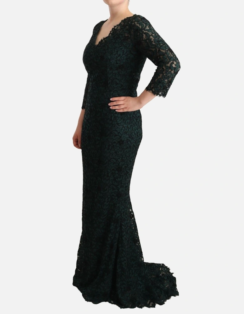 Lace Dress Long Sleeve VNeck Women - Green Dresses