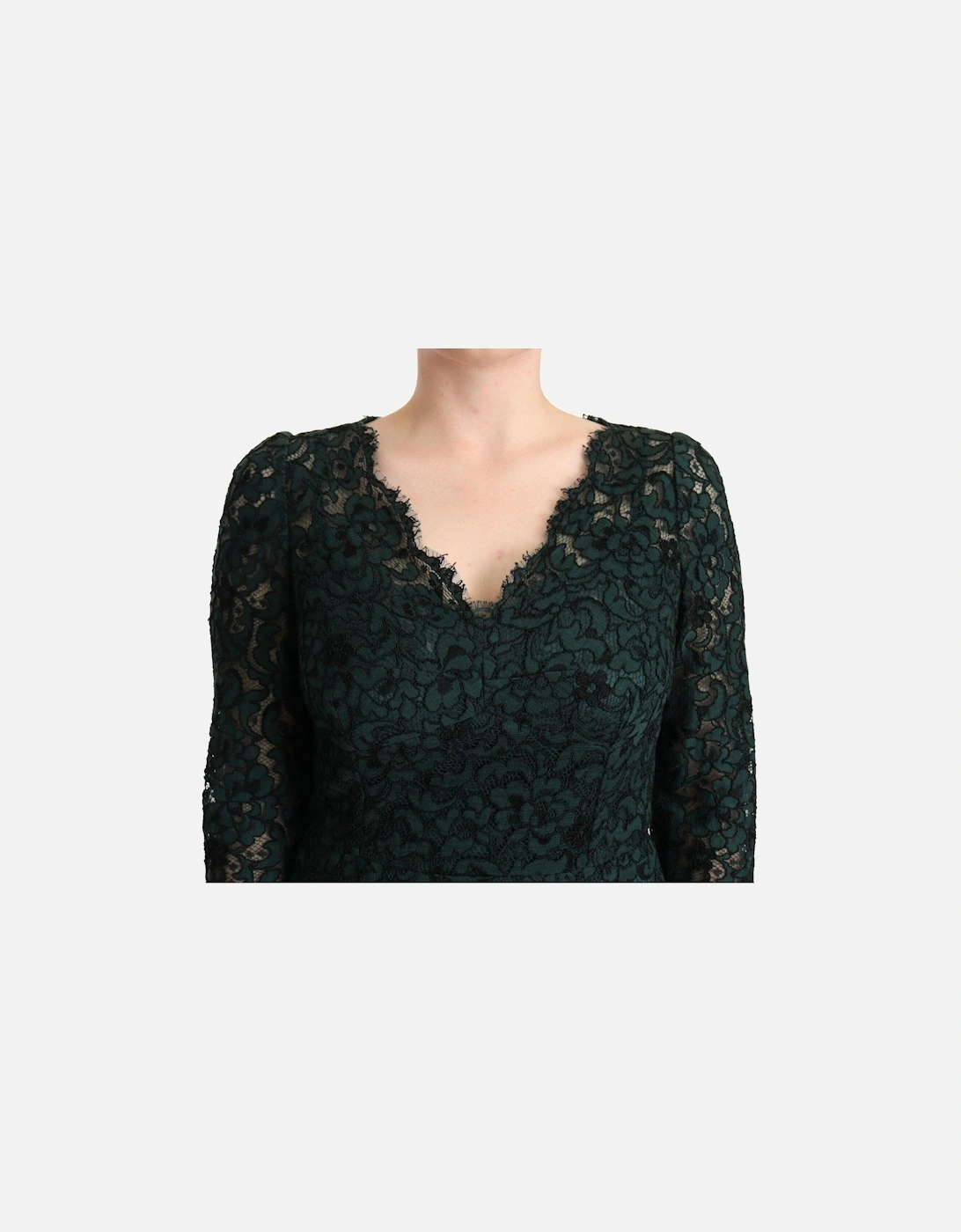 Lace Dress Long Sleeve VNeck Women - Green Dresses