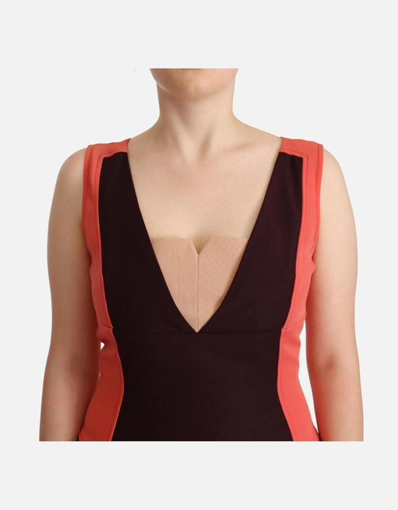 Colorblock Sheath Dress Sleeveless VNeck Women - Multicolor Dresses