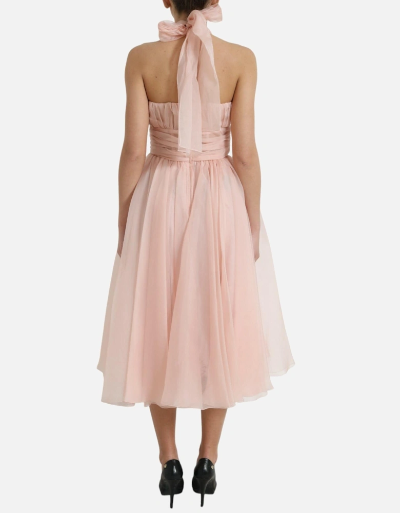 Halter Neck ALine Dress Women - Pink Dresses
